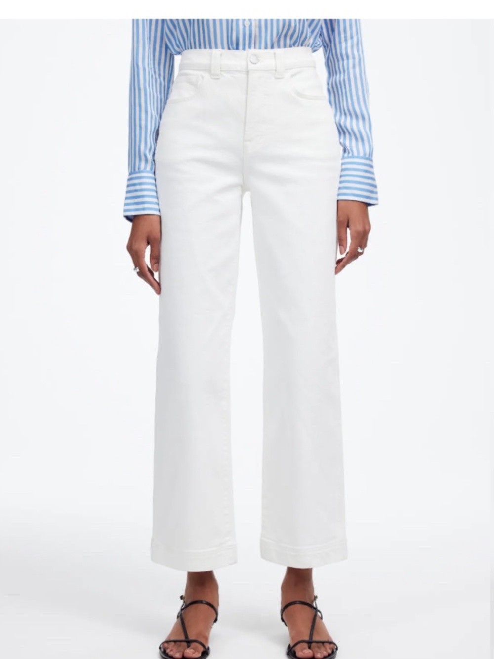 Madewell The Perfect Vintage Wide Leg Crop Jeans High Rise Tile White 33 T Tall